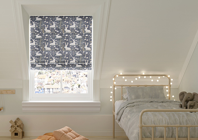 Bunny Meadows, Moonlit Grey - Roman Blind - Image 3